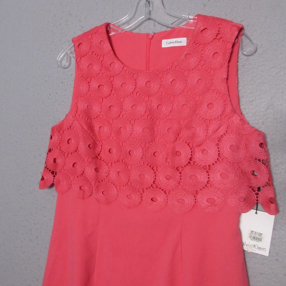 Calvin Klein Dress 10 Crochet Overlay Sheath Career Church Unique‎ Style NWT